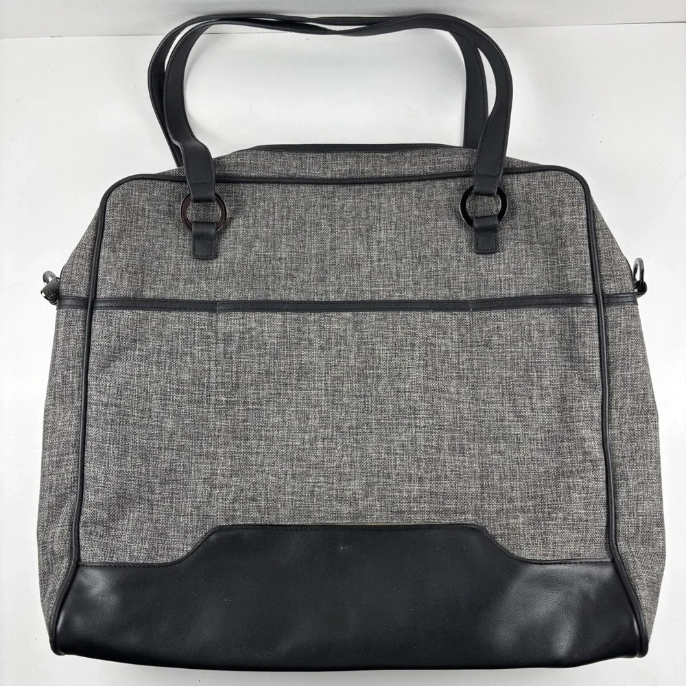 Cricut Machine Tote Bag Large Gray Tweed Black Faux Leather Office Crafting‎